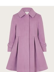 Monsoon Purple Faux Fur Collar Trim Coat - Image 3 of 4