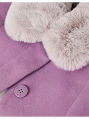 Monsoon Purple Faux Fur Collar Trim Coat - Image 4 of 4