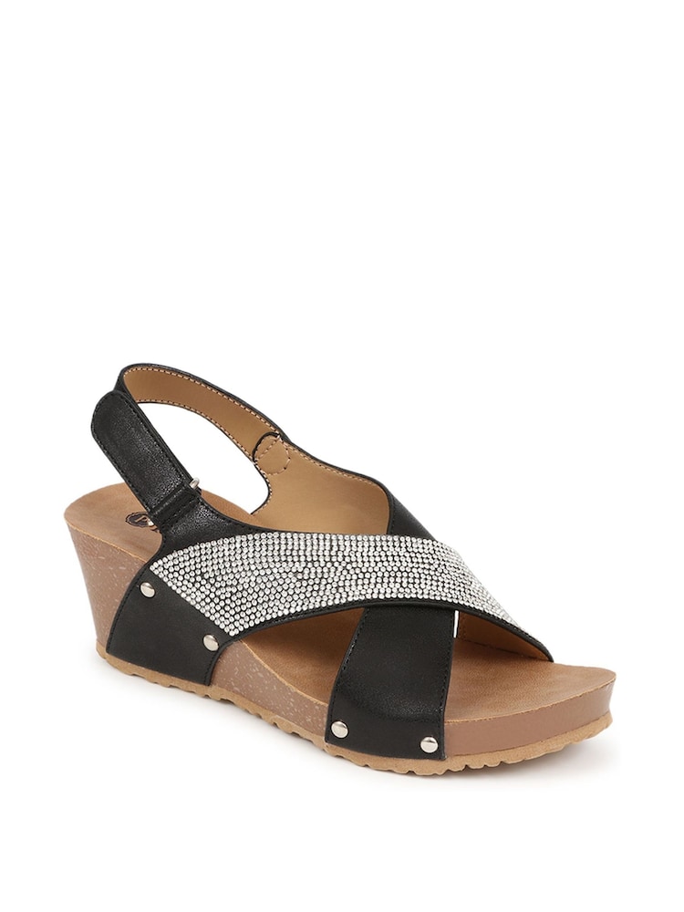 Pavers Black Ladies Smart Sandals - Image 2 of 5