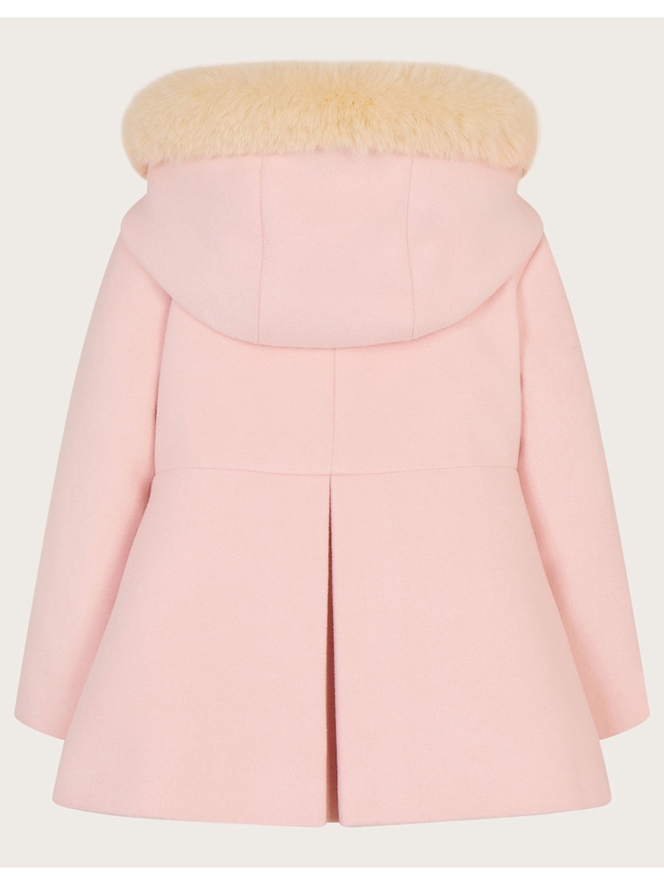 Monsoon Pink Baby Bow Hooded Coat - Image 2 of 3