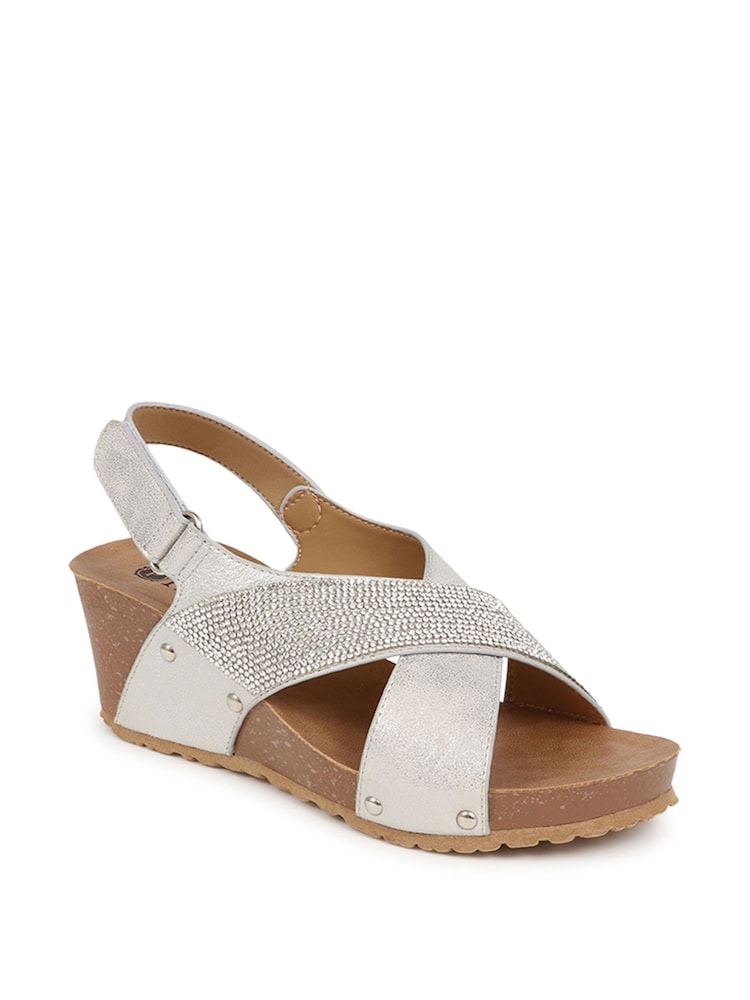 Pavers Silver Ladies Smart Sandals - Image 2 of 5