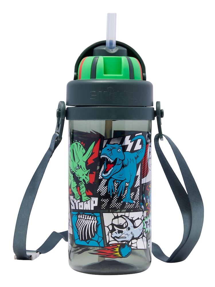 Smiggle Grey Happy Tales Teeny Tiny Plastic Drink Bottle With Strap 400Ml - Image 1 of 2