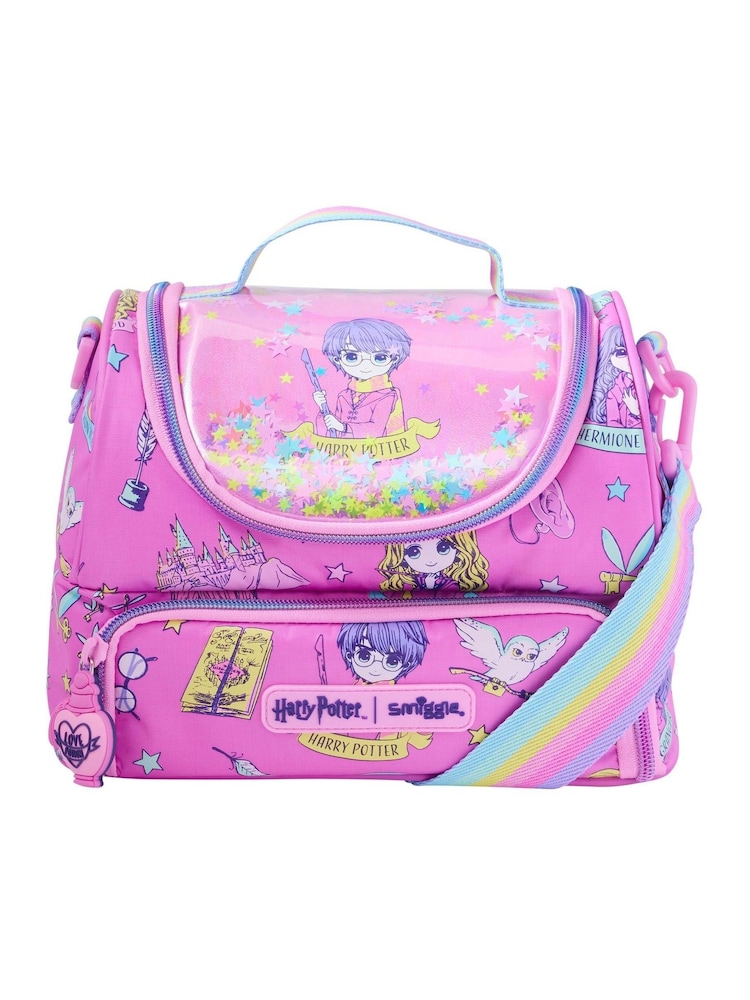 Smiggle Pink Harry Potter Double Decker Lunchbox with Strap - Image 1 of 3 Smiggle Pink Harry Potter Double Decker Lunchbox with Strap - Image 1 of 3