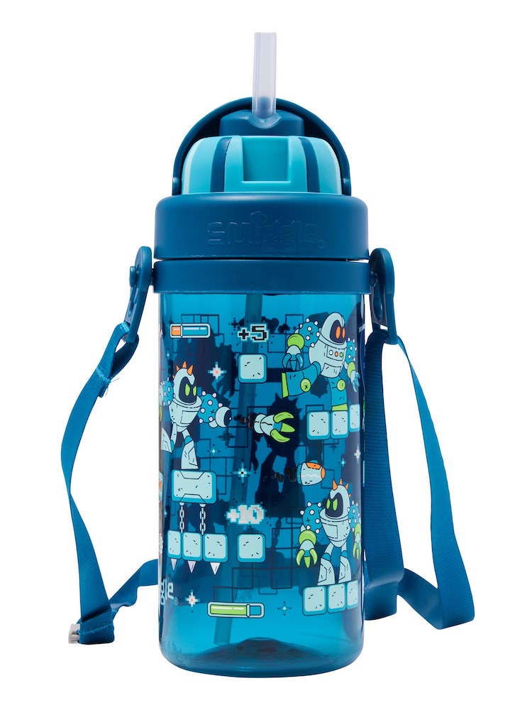 Smiggle Blue Happy Tales Teeny Tiny Plastic Drink Bottle With Strap 400Ml - Image 1 of 2