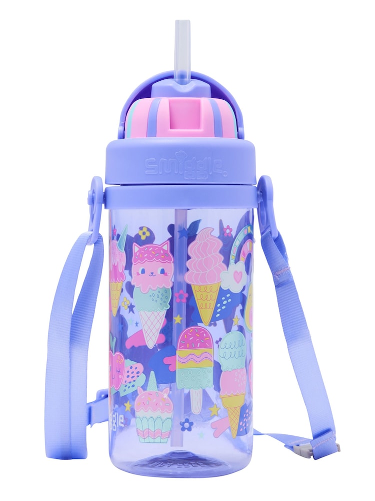 Smiggle Purple Happy Tales Teeny Tiny Plastic Drink Bottle With Strap 400Ml - Image 1 of 2