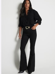 River Island Миниатюрные джинсы High Rise Tummy Hold Flare 100% Cotton - Изображение 2 из 6