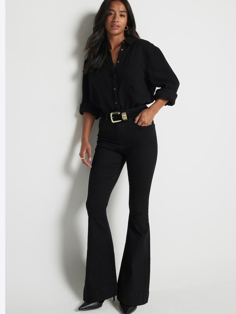 River Island Миниатюрные джинсы High Rise Tummy Hold Flare 100% Cotton - Изображение 2 из 6