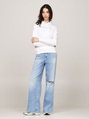 Tommy Jeans Regular Fit Linear White Hoodie - Image 1 of 6