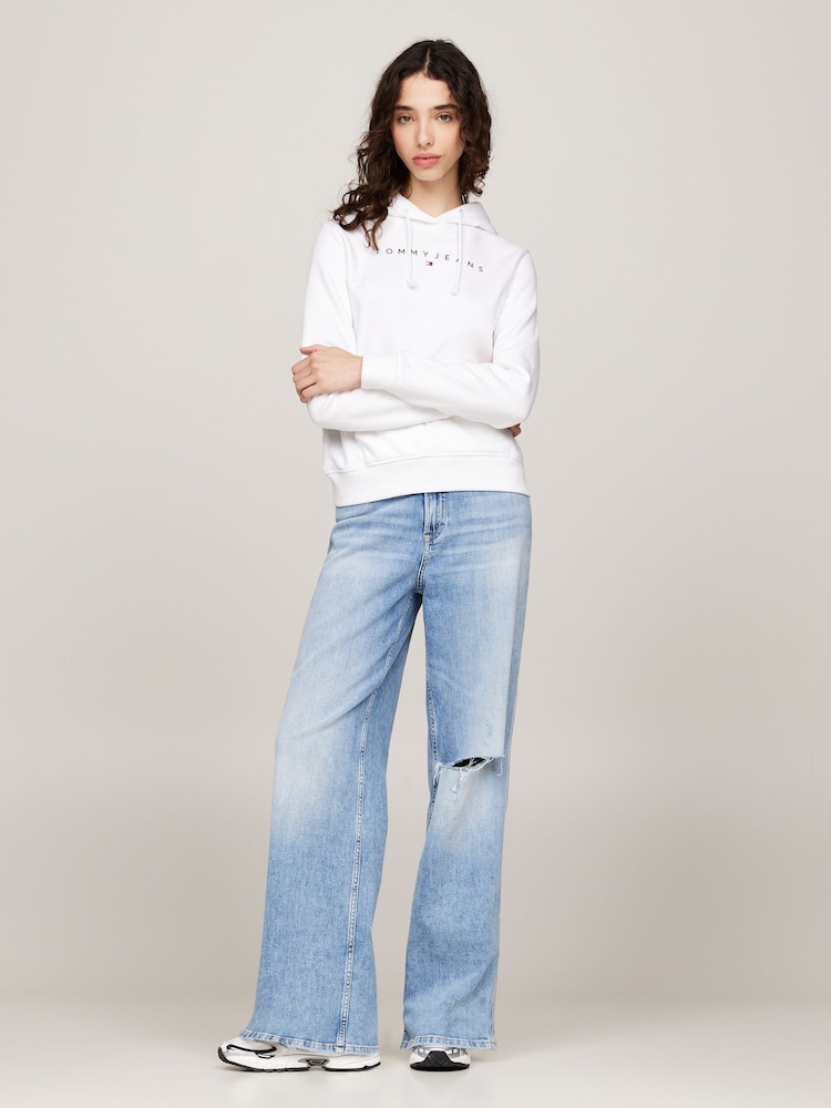 Tommy Jeans Regular Fit Linear White Hoodie - Image 1 of 6