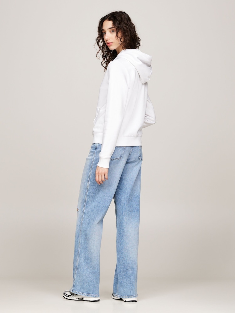Tommy Jeans Regular Fit Linear White Hoodie - Image 2 of 6