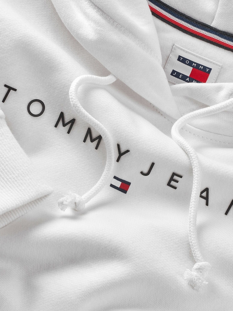 Tommy Jeans Regular Fit Linear White Hoodie - Image 6 of 6