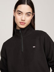 Tommy Jeans Regular Fit Flag Polar 1/4 Zip Black Sweatshirt - Image 3 of 5