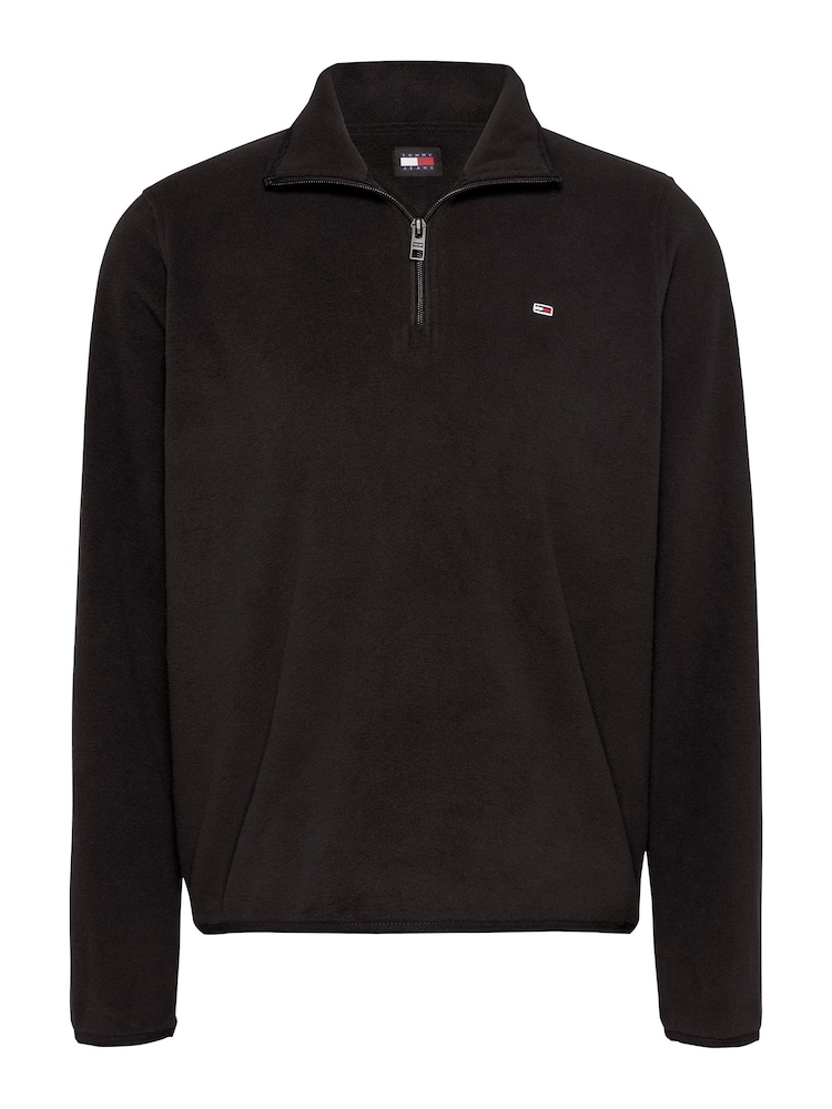 Tommy Jeans Regular Fit Flag Polar 1/4 Zip Black Sweatshirt - Image 5 of 5