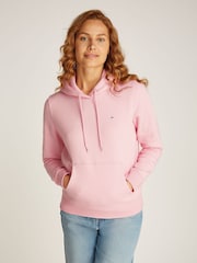 Tommy Jeans Regular Fit Pink Flag Hoodie - Image 1 of 6