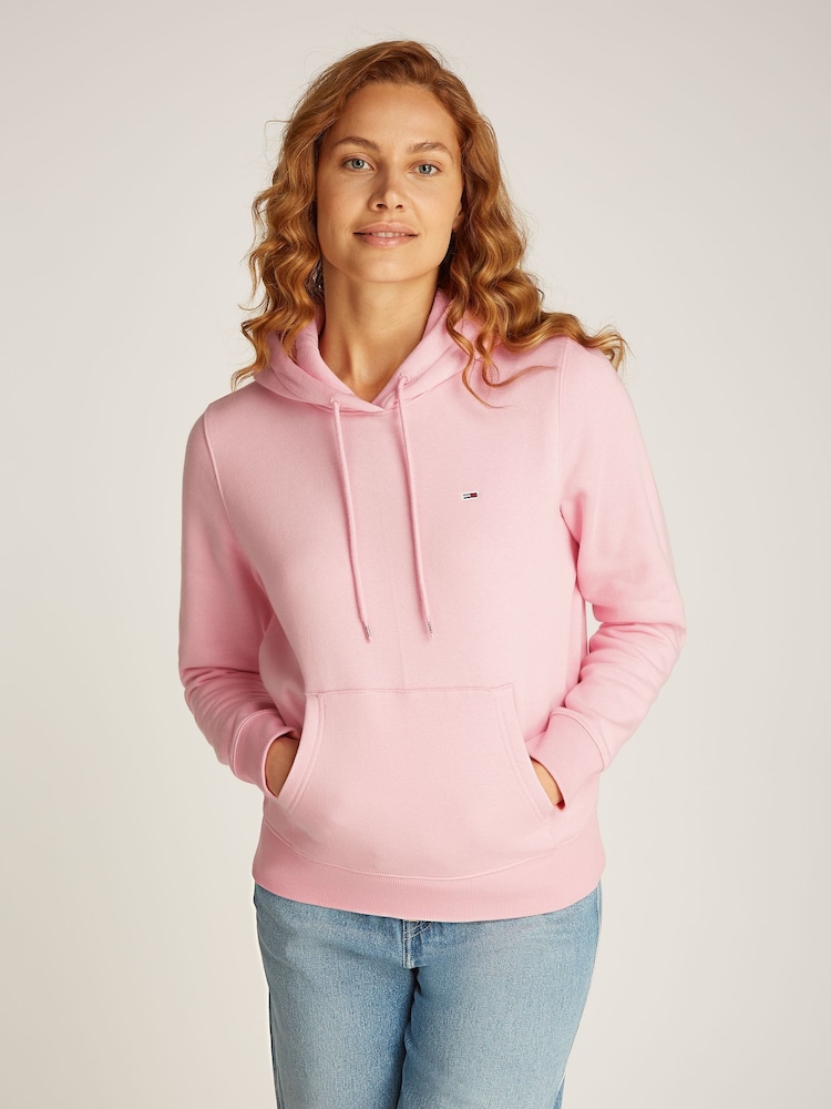 Tommy Jeans Regular Fit Pink Flag Hoodie - Image 1 of 6