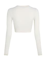 Camiseta blanca ajustada con cuello henley y costuras doradas de Tommy Jeans - Imagen 5 de 6