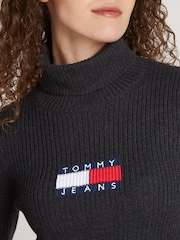Tommy Jeans Melange Flag Turtleneck Black Sweater - Image 2 of 6