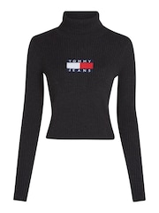 Tommy Jeans Melange Flag Turtleneck Black Sweater - Image 4 of 6