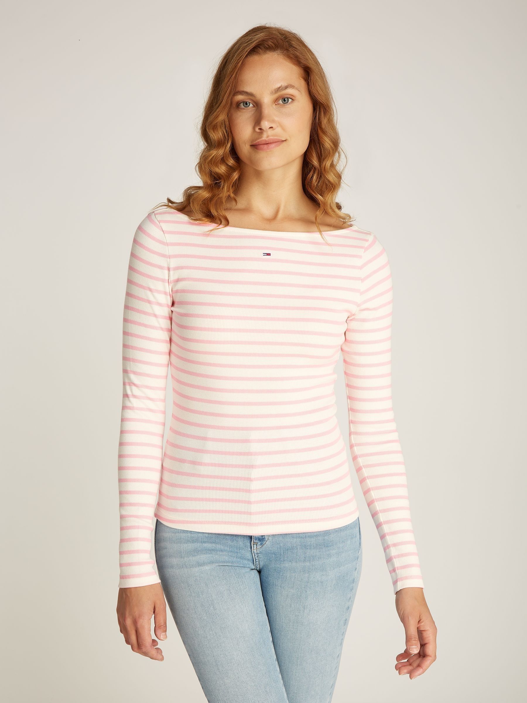 Buy Tommy Jeans Pink Breton Stripe Long Sleeved Top from Next Luxembourg