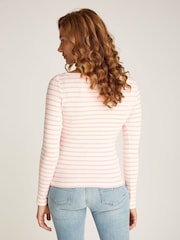 Tommy Jeans Pink Breton Stripe Long Sleeved Top - Image 2 of 6