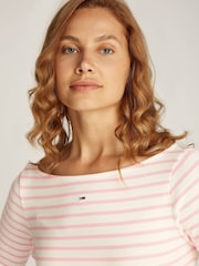 Tommy Jeans Pink Breton Stripe Long Sleeved Top - Image 3 of 6