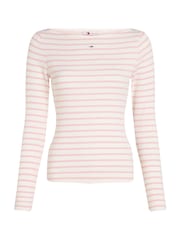 Tommy Jeans Pink Breton Stripe Long Sleeved Top - Image 4 of 6
