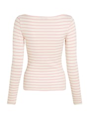 Tommy Jeans Pink Breton Stripe Long Sleeved Top - Image 5 of 6