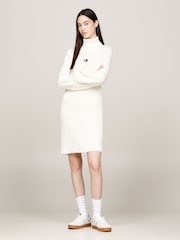 Tommy Jeans Mock Neck Badge White Sweater Dress - Image 1 of 5