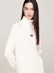 Tommy Jeans Mock Neck Badge White Sweater Dress - Image 2 of 5
