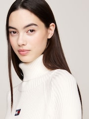 Tommy Jeans Mock Neck Badge White Sweater Dress - Image 3 of 5