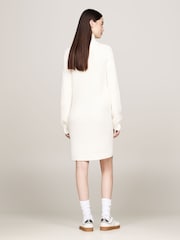 Tommy Jeans Mock Neck Badge White Sweater Dress - Image 4 of 5