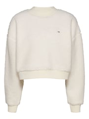 Tommy Jeans Oversized Teddy Crew Neck White Sweatshirt - Image 1 of 3