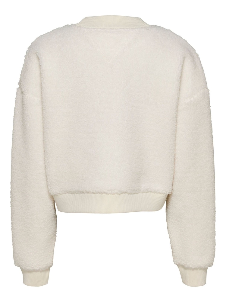 Tommy Jeans Oversized Teddy Crew Neck White Sweatshirt - Image 2 of 3