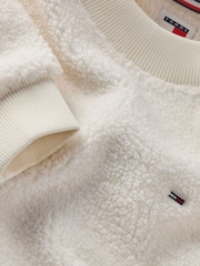 Tommy Jeans Oversized Teddy Crew Neck White Sweatshirt - Image 3 of 3