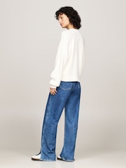 Tommy Jeans Badge Mock Nexk White Sweater - Image 4 of 5