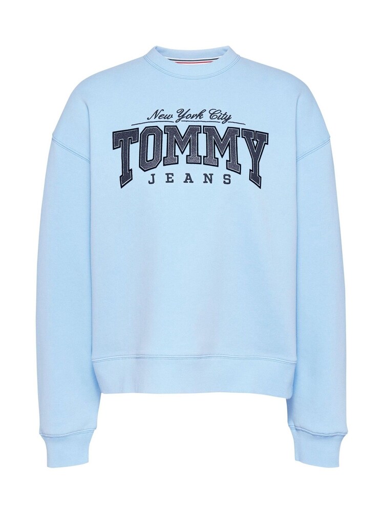 Tommy Jeans Blue Boxy Glitter Varsity Crew Neck Hoodie - Image 5 of 5 Tommy Jeans Blue Boxy Glitter Varsity Crew Neck Hoodie - Image 5 of 5