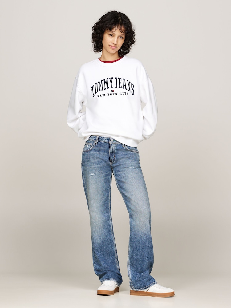 Tommy Jeans Relaxed Varsity Crew Neck White Sweatshirt - Image 2 of 5 Tommy Jeans Relaxed Varsity Crew Neck White Sweatshirt - Image 2 of 5