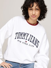 Tommy Jeans Relaxed Varsity Crew Neck White Sweatshirt - Image 3 of 5