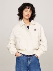 Tommy Jeans Natural Onion Quilted Bomber Jacket - Image 1 of 5