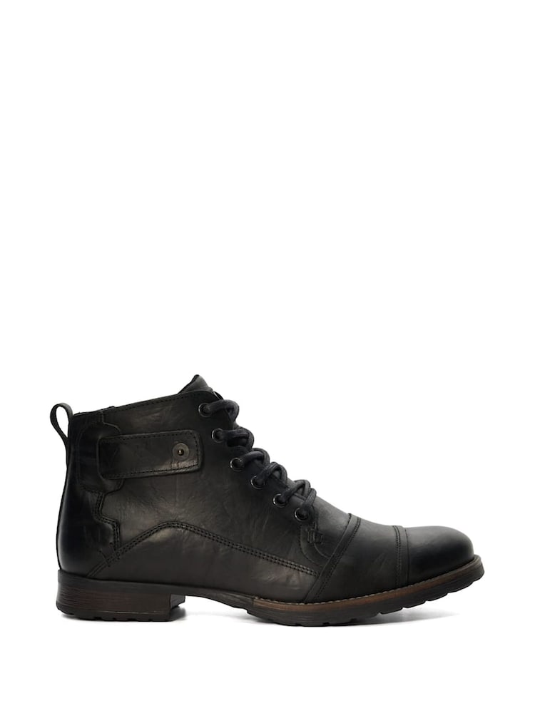 Dune London Charcoal Black Heavy Duty Leather Simon Ankle Boots - Image 2 of 7