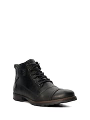 Dune London Charcoal Black Heavy Duty Leather Simon Ankle Boots - Image 3 of 7