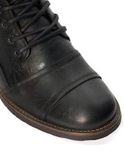 Dune London Charcoal Black Heavy Duty Leather Simon Ankle Boots - Image 6 of 7