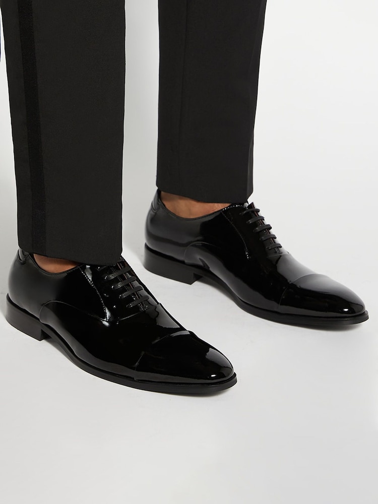 Dune London Black Chrome Standard Fit Secrecy Oxford Toe Cap Lace-Up Shoes - Image 1 of 6