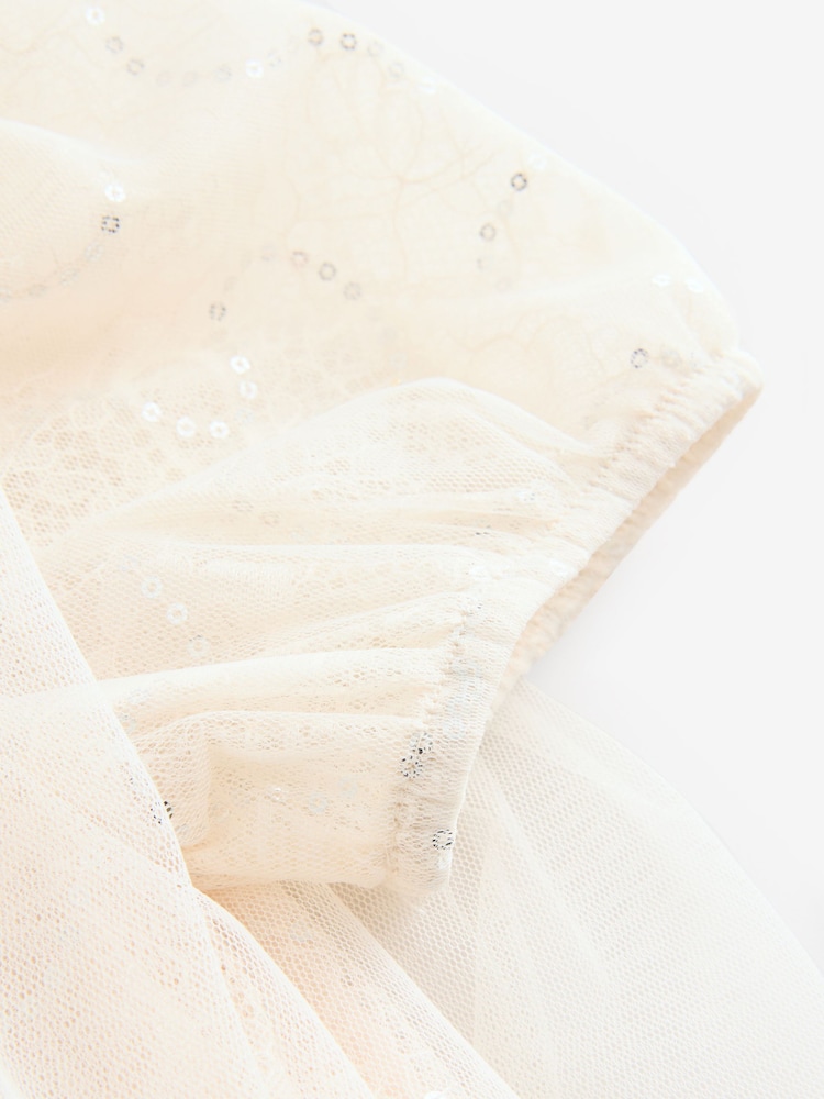 Baker by Ted Baker Cream Sequin Lace Mesh Bubble Hem Dress - Image 10 of 10 Baker by Ted Baker Cream Sequin Lace Mesh Bubble Hem Dress - Image 10 of 10