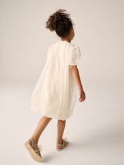 Baker by Ted Baker Cream Sequin Lace Mesh Bubble Hem Dress - Image 3 of 10