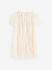 Baker by Ted Baker Cream Sequin Lace Mesh Bubble Hem Dress - Image 6 of 10