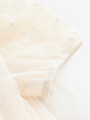 Baker by Ted Baker Cream Sequin Lace Mesh Bubble Hem Dress - Image 8 of 10