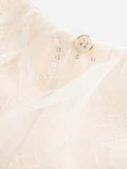Baker by Ted Baker Cream Sequin Lace Mesh Bubble Hem Dress - Image 9 of 10