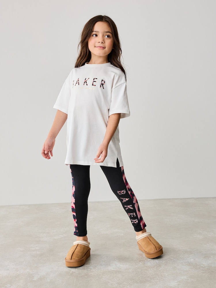 Baker by Ted Baker Multi Animal Print Branded 100% Cotton T-Shirt and Leggings Set - Image 1 of 12