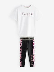 Baker by Ted Baker Multi Animal Print Branded 100% Cotton T-Shirt and Leggings Set - Image 10 of 12